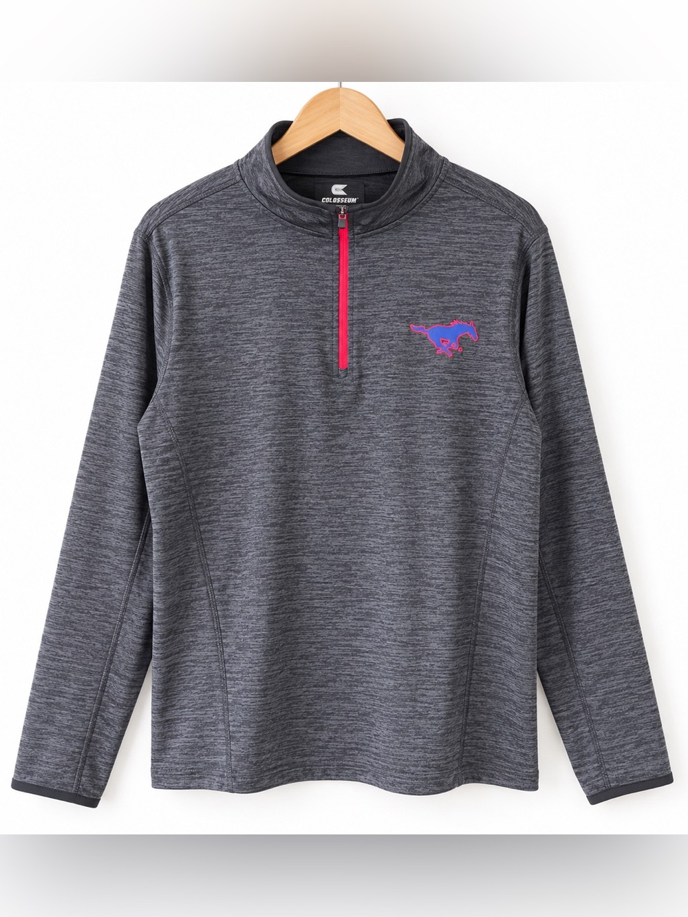 SMU Mustangs Colosseum Men’s Quarter Zip Pullover Heather Gray Size S